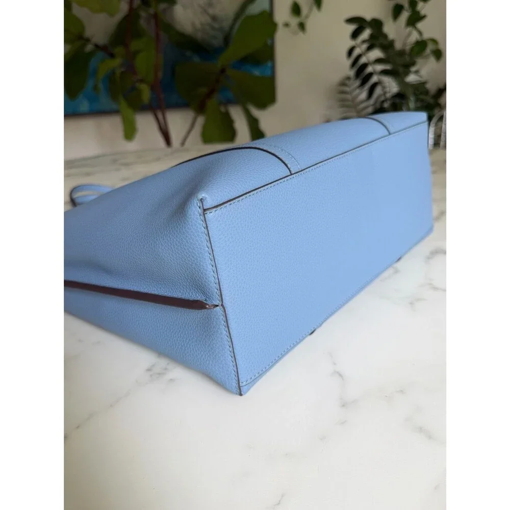 NWT Tory Burch Perry Triple Compartment Tote Bag Blue Yonder Leather